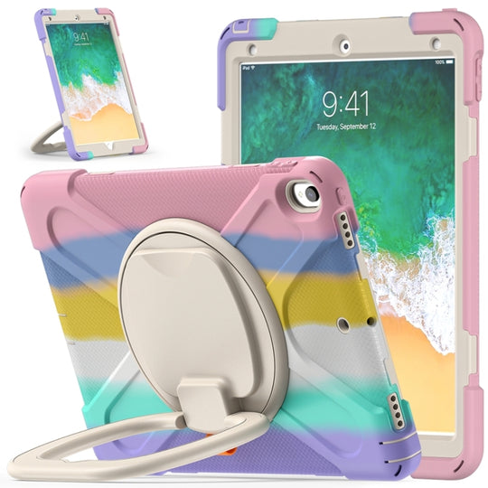 For iPad Pro 10.5 2017 / Air 10.5 2019 Silicone + PC Protective Case with Holder & Shoulder Strap(Colorful Pink)