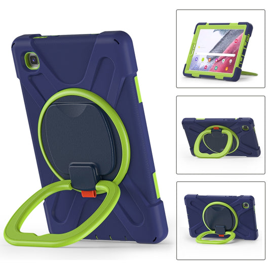 For Samsung Galaxy Tab A7 Lite T220 / T225 Silicone + PC Protective Case with Holder & Shoulder Strap(Navy Blue + Lime) - Tab A7 Lite T220 / T225 by buy2fix | Online Shopping UK | buy2fix