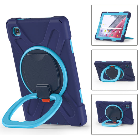 For Samsung Galaxy Tab A7 Lite T220 / T225 Silicone + PC Protective Case with Holder & Shoulder Strap(Navy Blue + Blue) - Tab A7 Lite T220 / T225 by buy2fix | Online Shopping UK | buy2fix