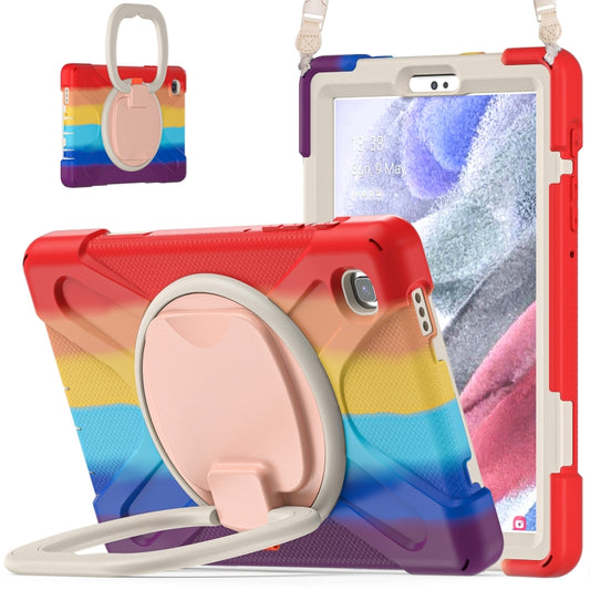 For Samsung Galaxy Tab A7 Lite T220 / T225 Silicone + PC Protective Case with Holder & Shoulder Strap(Colorful Red) - Tab A7 Lite T220 / T225 by buy2fix | Online Shopping UK | buy2fix