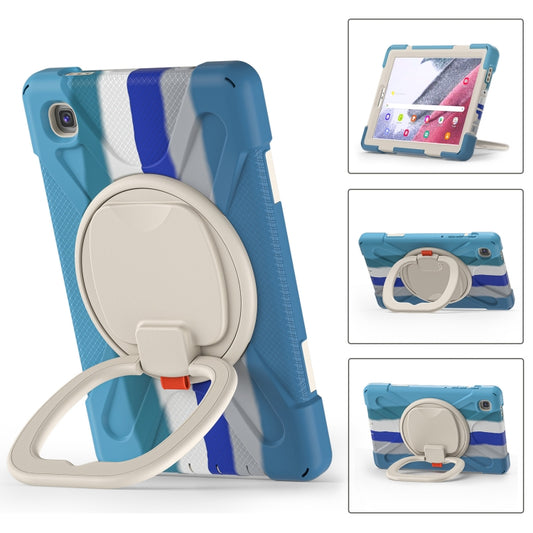 For Samsung Galaxy Tab A7 Lite T220 / T225 Silicone + PC Protective Case with Holder & Shoulder Strap(Colorful Blue) - Tab A7 Lite T220 / T225 by buy2fix | Online Shopping UK | buy2fix