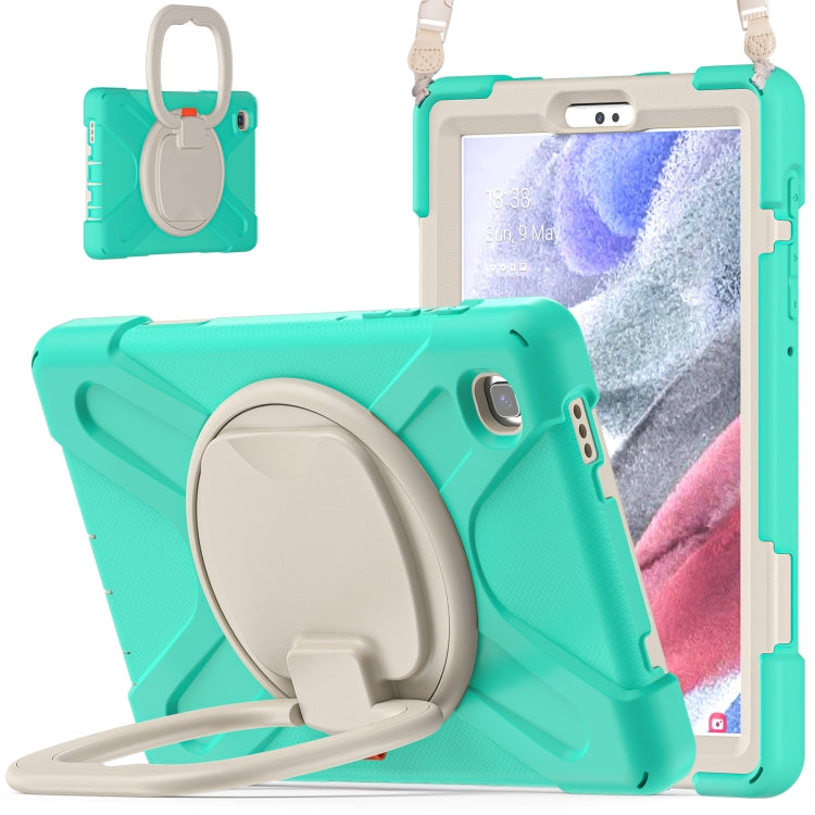 For Samsung Galaxy Tab A7 Lite T220 / T225 Silicone + PC Protective Case with Holder & Shoulder Strap(Mint Green) - Tab A7 Lite T220 / T225 by buy2fix | Online Shopping UK | buy2fix