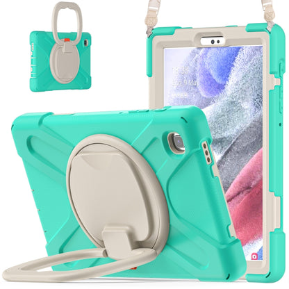 For Samsung Galaxy Tab A7 Lite T220 / T225 Silicone + PC Protective Case with Holder & Shoulder Strap(Mint Green) - Tab A7 Lite T220 / T225 by buy2fix | Online Shopping UK | buy2fix