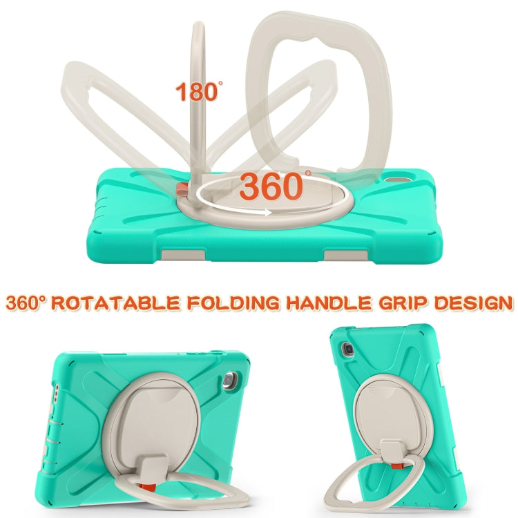 For Samsung Galaxy Tab A7 Lite T220 / T225 Silicone + PC Protective Case with Holder & Shoulder Strap(Mint Green) - Tab A7 Lite T220 / T225 by buy2fix | Online Shopping UK | buy2fix