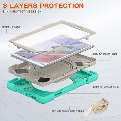 For Samsung Galaxy Tab A7 Lite T220 / T225 Silicone + PC Protective Case with Holder & Shoulder Strap(Mint Green) - Tab A7 Lite T220 / T225 by buy2fix | Online Shopping UK | buy2fix