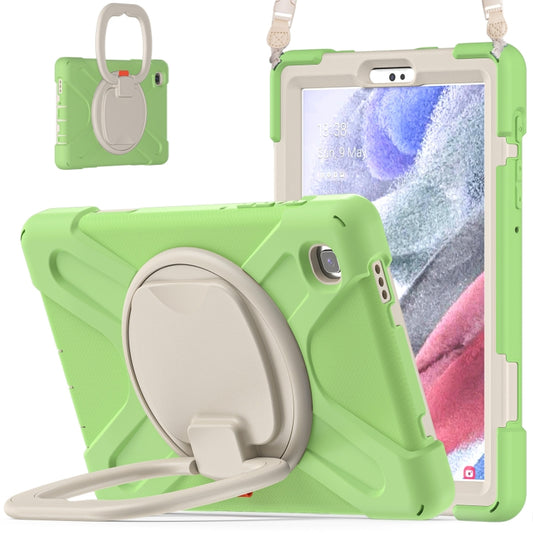 For Samsung Galaxy Tab A7 Lite T220 / T225 Silicone + PC Protective Case with Holder & Shoulder Strap(Matcha Green) - Tab A7 Lite T220 / T225 by buy2fix | Online Shopping UK | buy2fix