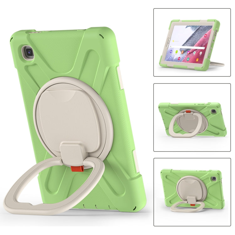 For Samsung Galaxy Tab A7 Lite T220 / T225 Silicone + PC Protective Case with Holder & Shoulder Strap(Matcha Green) - Tab A7 Lite T220 / T225 by buy2fix | Online Shopping UK | buy2fix