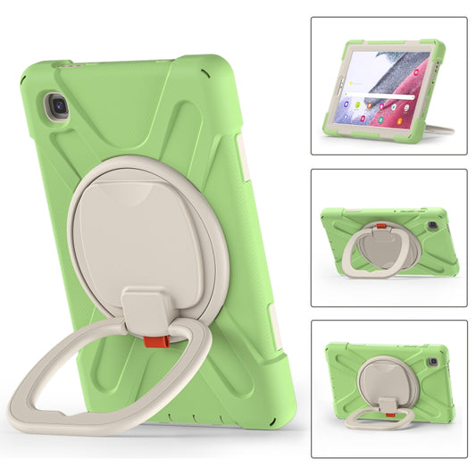 For Samsung Galaxy Tab A7 Lite T220 / T225 Silicone + PC Protective Case with Holder & Shoulder Strap(Matcha Green) - Tab A7 Lite T220 / T225 by buy2fix | Online Shopping UK | buy2fix