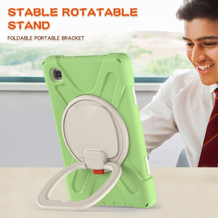 For Samsung Galaxy Tab A7 Lite T220 / T225 Silicone + PC Protective Case with Holder & Shoulder Strap(Matcha Green) - Tab A7 Lite T220 / T225 by buy2fix | Online Shopping UK | buy2fix