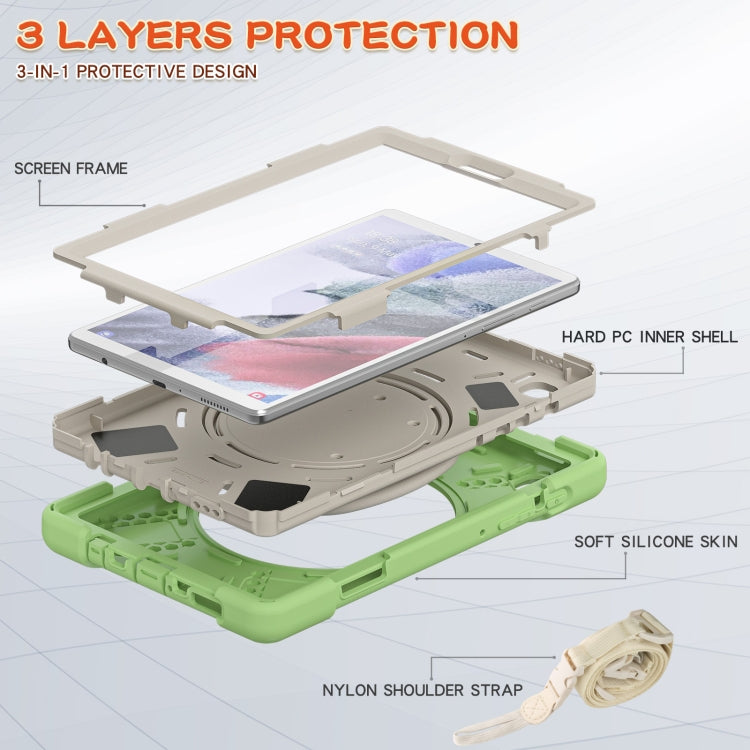 For Samsung Galaxy Tab A7 Lite T220 / T225 Silicone + PC Protective Case with Holder & Shoulder Strap(Matcha Green) - Tab A7 Lite T220 / T225 by buy2fix | Online Shopping UK | buy2fix