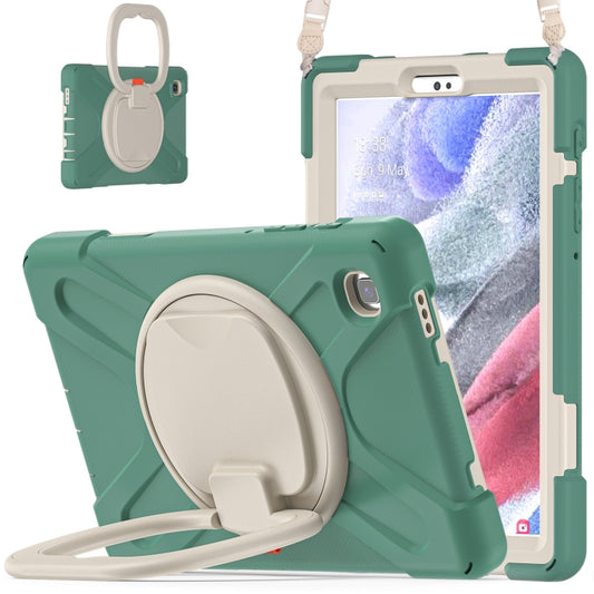 For Samsung Galaxy Tab A7 Lite T220 / T225 Silicone + PC Protective Case with Holder & Shoulder Strap(Emerald Green) - Tab A7 Lite T220 / T225 by buy2fix | Online Shopping UK | buy2fix