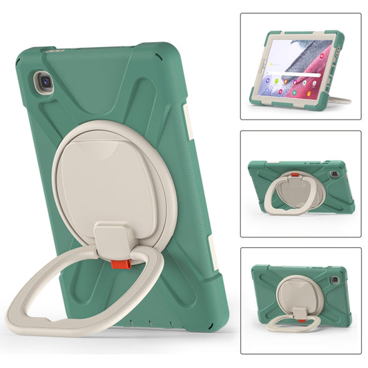 For Samsung Galaxy Tab A7 Lite T220 / T225 Silicone + PC Protective Case with Holder & Shoulder Strap(Emerald Green) - Tab A7 Lite T220 / T225 by buy2fix | Online Shopping UK | buy2fix