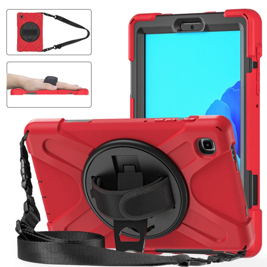 For Samsung Galaxy Tab A7 Lite T220 / T225 Silicone + PC Protective Case with Holder & Shoulder Strap(Red) - Tab A7 Lite T220 / T225 by buy2fix | Online Shopping UK | buy2fix