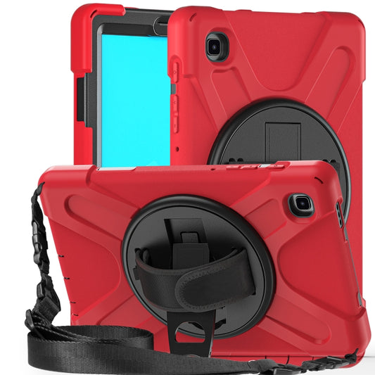 For Samsung Galaxy Tab A7 Lite T220 / T225 Silicone + PC Protective Case with Holder & Shoulder Strap(Red) - Tab A7 Lite T220 / T225 by buy2fix | Online Shopping UK | buy2fix