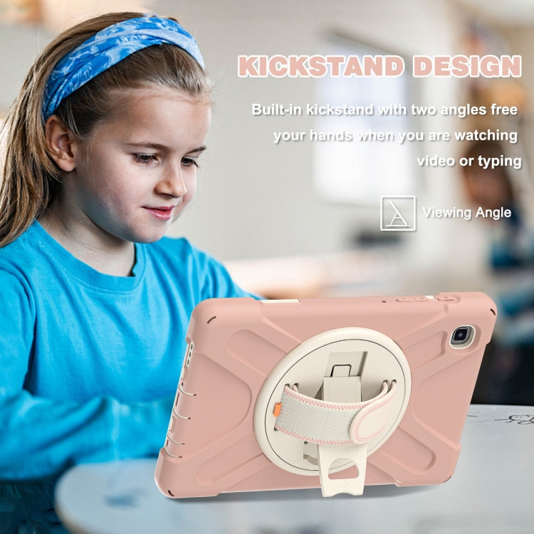 For Samsung Galaxy Tab A7 Lite T220 / T225 Silicone + PC Protective Case with Holder & Shoulder Strap(Rose Gold) - Tab A7 Lite T220 / T225 by buy2fix | Online Shopping UK | buy2fix