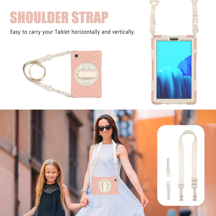 For Samsung Galaxy Tab A7 Lite T220 / T225 Silicone + PC Protective Case with Holder & Shoulder Strap(Rose Gold) - Tab A7 Lite T220 / T225 by buy2fix | Online Shopping UK | buy2fix