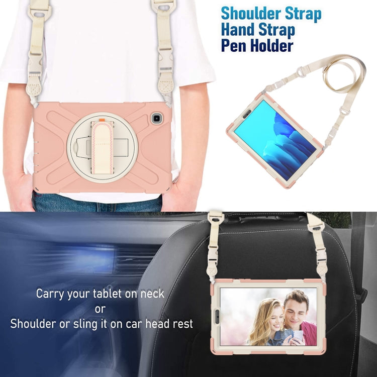 For Samsung Galaxy Tab A7 Lite T220 / T225 Silicone + PC Protective Case with Holder & Shoulder Strap(Rose Gold) - Tab A7 Lite T220 / T225 by buy2fix | Online Shopping UK | buy2fix