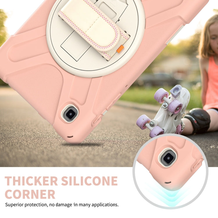 For Samsung Galaxy Tab A7 Lite T220 / T225 Silicone + PC Protective Case with Holder & Shoulder Strap(Rose Gold) - Tab A7 Lite T220 / T225 by buy2fix | Online Shopping UK | buy2fix
