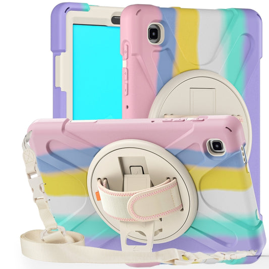 For Samsung Galaxy Tab A7 Lite T220 / T225 Silicone + PC Protective Case with Holder & Shoulder Strap(Colorful Pink) - Tab A7 Lite T220 / T225 by buy2fix | Online Shopping UK | buy2fix