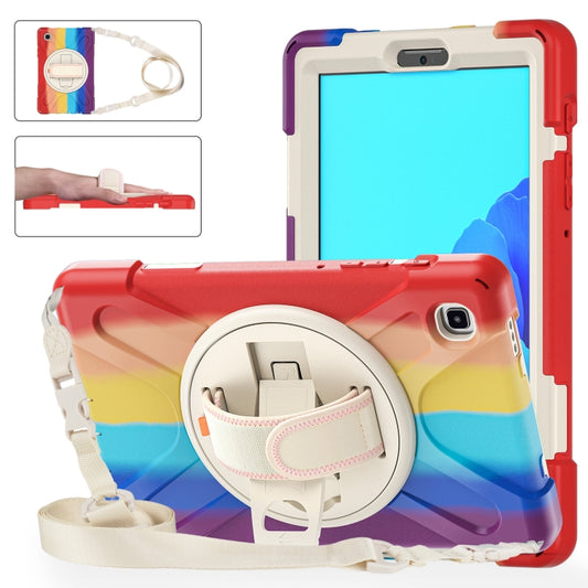 For Samsung Galaxy Tab A7 Lite T220 / T225 Silicone + PC Protective Case with Holder & Shoulder Strap(Colorful Red) - Tab A7 Lite T220 / T225 by buy2fix | Online Shopping UK | buy2fix