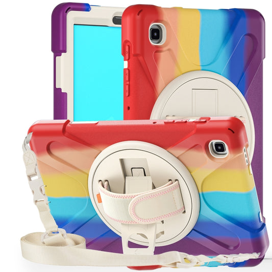 For Samsung Galaxy Tab A7 Lite T220 / T225 Silicone + PC Protective Case with Holder & Shoulder Strap(Colorful Red) - Tab A7 Lite T220 / T225 by buy2fix | Online Shopping UK | buy2fix
