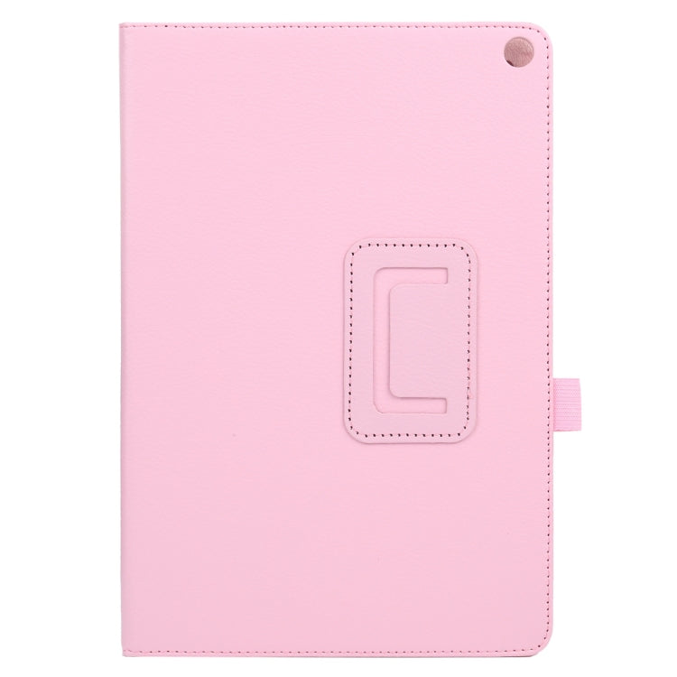 For Amazon Fire HD 10 2021 Litchi Texture Solid Color Horizontal Flip Leather Case with Holder & Pen Slot(Pink) - Amazon by buy2fix | Online Shopping UK | buy2fix