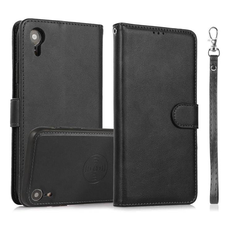 For iPhone XR Calf Texture 2 in 1 Detachable Magnetic Back Cover Horizontal Flip Leather Case with Holder & Card Slots & Wallet & Photo Frame(Black) - More iPhone Cases by buy2fix | Online Shopping UK | buy2fix