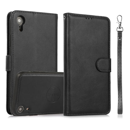 For iPhone XR Calf Texture 2 in 1 Detachable Magnetic Back Cover Horizontal Flip Leather Case with Holder & Card Slots & Wallet & Photo Frame(Black) - More iPhone Cases by buy2fix | Online Shopping UK | buy2fix