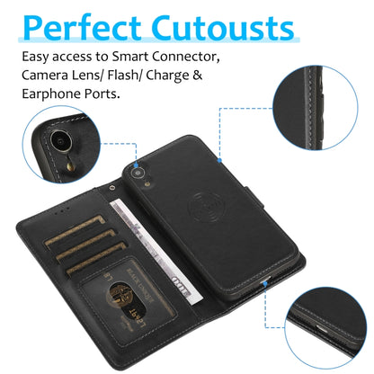 For iPhone XR Calf Texture 2 in 1 Detachable Magnetic Back Cover Horizontal Flip Leather Case with Holder & Card Slots & Wallet & Photo Frame(Black) - More iPhone Cases by buy2fix | Online Shopping UK | buy2fix