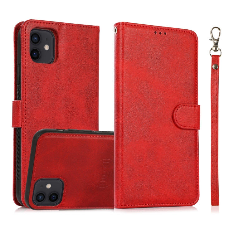 For iPhone 11 Calf Texture 2 in 1 Detachable Magnetic Back Cover Horizontal Flip Leather Case with Holder & Card Slots & Wallet & Photo Frame (Red) - iPhone 11 Cases by buy2fix | Online Shopping UK | buy2fix
