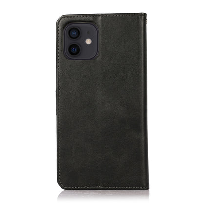 For iPhone 12 mini Calf Texture 2 in 1 Detachable Magnetic Back Cover Horizontal Flip Leather Case with Holder & Card Slots & Wallet & Photo Frame (Black) - iPhone 12 mini Cases by buy2fix | Online Shopping UK | buy2fix