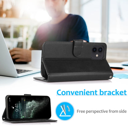 For iPhone 12 mini Calf Texture 2 in 1 Detachable Magnetic Back Cover Horizontal Flip Leather Case with Holder & Card Slots & Wallet & Photo Frame (Black) - iPhone 12 mini Cases by buy2fix | Online Shopping UK | buy2fix