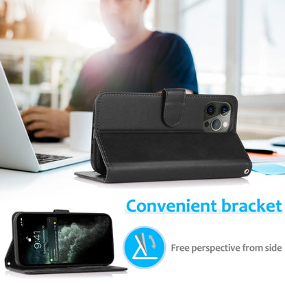 For iPhone 12 / 12 Pro Calf Texture 2 in 1 Detachable Magnetic Back Cover Horizontal Flip Leather Case with Holder & Card Slots & Wallet & Photo Frame(Black) - iPhone 12 / 12 Pro Cases by buy2fix | Online Shopping UK | buy2fix