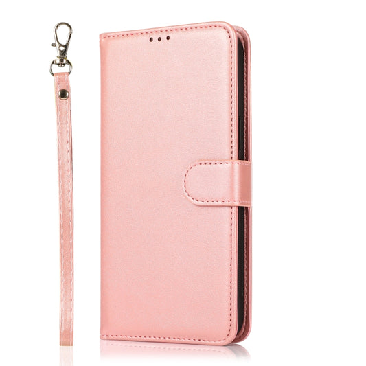 For iPhone 12 / 12 Pro Calf Texture 2 in 1 Detachable Magnetic Back Cover Horizontal Flip Leather Case with Holder & Card Slots & Wallet & Photo Frame(Rose Gold) - iPhone 12 / 12 Pro Cases by buy2fix | Online Shopping UK | buy2fix