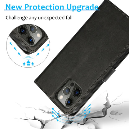 For iPhone 12 Pro Max Calf Texture 2 in 1 Detachable Magnetic Back Cover Horizontal Flip Leather Case with Holder & Card Slots & Wallet & Photo Frame(Black) - iPhone 12 Pro Max Cases by buy2fix | Online Shopping UK | buy2fix