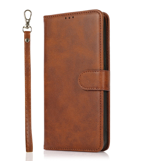 For iPhone SE 2022 / SE 2020 / 8 / 7 Calf Texture 2 in 1 Detachable Magnetic Back Cover Horizontal Flip Leather Case with Holder & Card Slots & Wallet & Photo Frame(Brown) - iPhone SE 2022 / 2020 / 8 / 7 Cases by buy2fix | Online Shopping UK | buy2fix