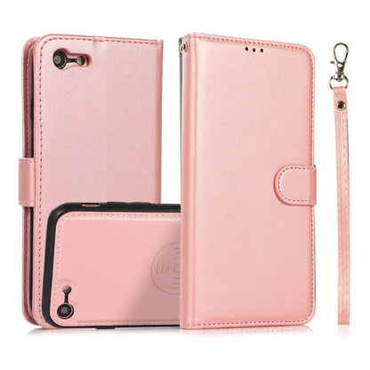 For iPhone SE 2022 / SE 2020 / 8 / 7 Calf Texture 2 in 1 Detachable Magnetic Back Cover Horizontal Flip Leather Case with Holder & Card Slots & Wallet & Photo Frame(Rose Gold) - iPhone SE 2022 / 2020 / 8 / 7 Cases by buy2fix | Online Shopping UK | buy2fix