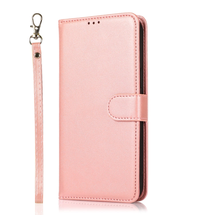For iPhone SE 2022 / SE 2020 / 8 / 7 Calf Texture 2 in 1 Detachable Magnetic Back Cover Horizontal Flip Leather Case with Holder & Card Slots & Wallet & Photo Frame(Rose Gold) - iPhone SE 2022 / 2020 / 8 / 7 Cases by buy2fix | Online Shopping UK | buy2fix
