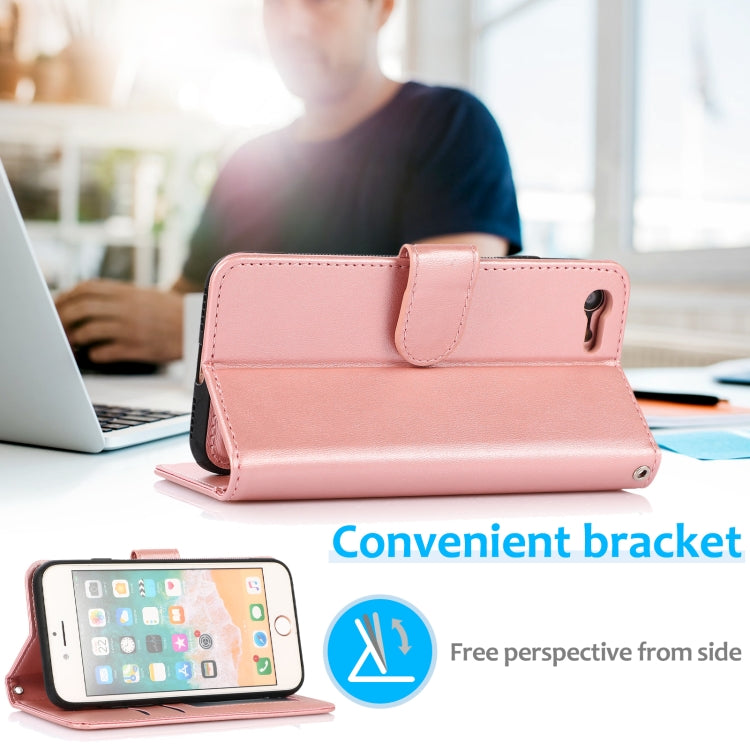 For iPhone SE 2022 / SE 2020 / 8 / 7 Calf Texture 2 in 1 Detachable Magnetic Back Cover Horizontal Flip Leather Case with Holder & Card Slots & Wallet & Photo Frame(Rose Gold) - iPhone SE 2022 / 2020 / 8 / 7 Cases by buy2fix | Online Shopping UK | buy2fix