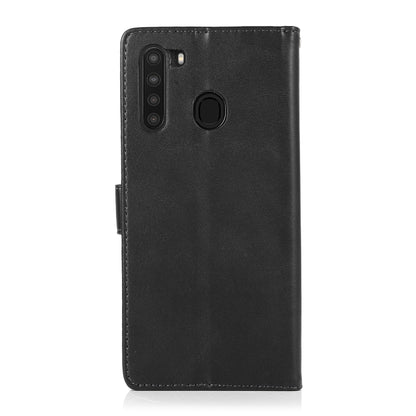 For Samsung Galaxy A21 Calf Texture 2 in 1 Detachable Magnetic Back Cover Horizontal Flip Leather Case with Holder & Card Slots & Wallet & Photo Frame(Black) by buy2fix