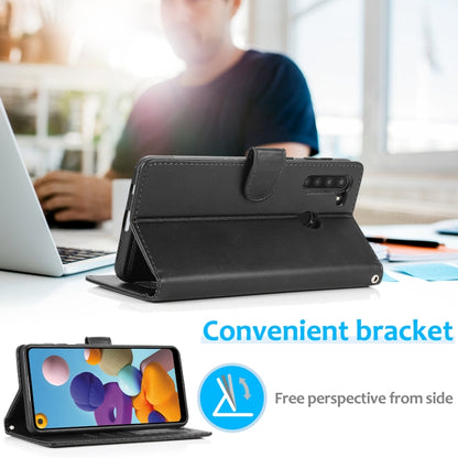 For Samsung Galaxy A21 Calf Texture 2 in 1 Detachable Magnetic Back Cover Horizontal Flip Leather Case with Holder & Card Slots & Wallet & Photo Frame(Black) by buy2fix