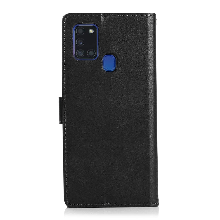 For Samsung Galaxy A21s Calf Texture 2 in 1 Detachable Magnetic Back Cover Horizontal Flip Leather Case with Holder & Card Slots & Wallet & Photo Frame(Black) by buy2fix