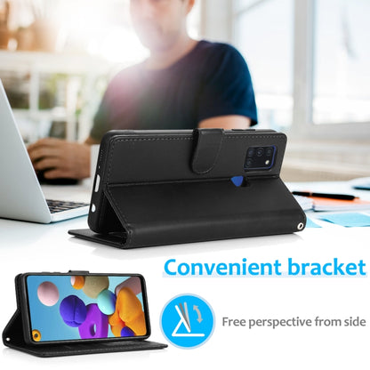 For Samsung Galaxy A21s Calf Texture 2 in 1 Detachable Magnetic Back Cover Horizontal Flip Leather Case with Holder & Card Slots & Wallet & Photo Frame(Black) by buy2fix