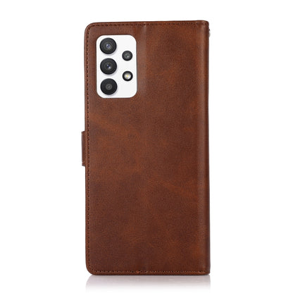 For Samsung Galaxy A32 Calf Texture 2 in 1 Detachable Magnetic Back Cover Horizontal Flip Leather Case with Holder & Card Slots & Wallet & Photo Frame(Brown) by buy2fix