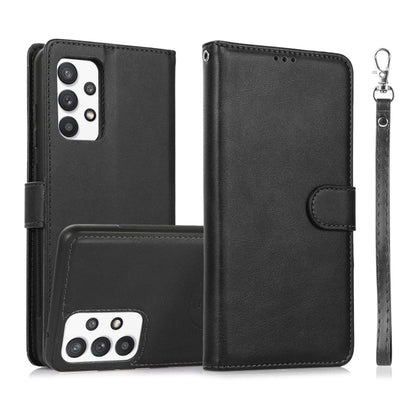 For Samsung Galaxy A32 Calf Texture 2 in 1 Detachable Magnetic Back Cover Horizontal Flip Leather Case with Holder & Card Slots & Wallet & Photo Frame(Black) by buy2fix