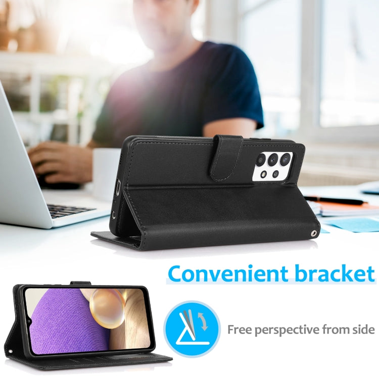 For Samsung Galaxy A32 Calf Texture 2 in 1 Detachable Magnetic Back Cover Horizontal Flip Leather Case with Holder & Card Slots & Wallet & Photo Frame(Black) by buy2fix