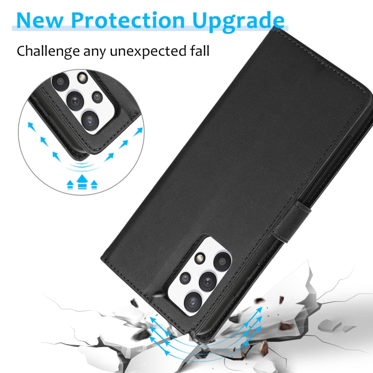 For Samsung Galaxy A32 Calf Texture 2 in 1 Detachable Magnetic Back Cover Horizontal Flip Leather Case with Holder & Card Slots & Wallet & Photo Frame(Black) by buy2fix