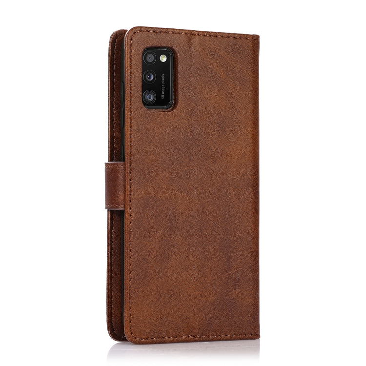 For Samsung Galaxy A41 Calf Texture 2 in 1 Detachable Magnetic Back Cover Horizontal Flip Leather Case with Holder & Card Slots & Wallet & Photo Frame(Brown) by buy2fix