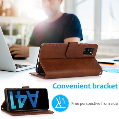 For Samsung Galaxy A41 Calf Texture 2 in 1 Detachable Magnetic Back Cover Horizontal Flip Leather Case with Holder & Card Slots & Wallet & Photo Frame(Brown) by buy2fix