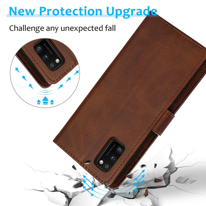 For Samsung Galaxy A41 Calf Texture 2 in 1 Detachable Magnetic Back Cover Horizontal Flip Leather Case with Holder & Card Slots & Wallet & Photo Frame(Brown) by buy2fix